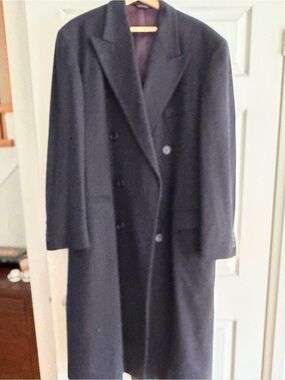 Harry Rosen Men's Classic Double-Breasted Wool Overcoat - Navy Blue - Size 44L